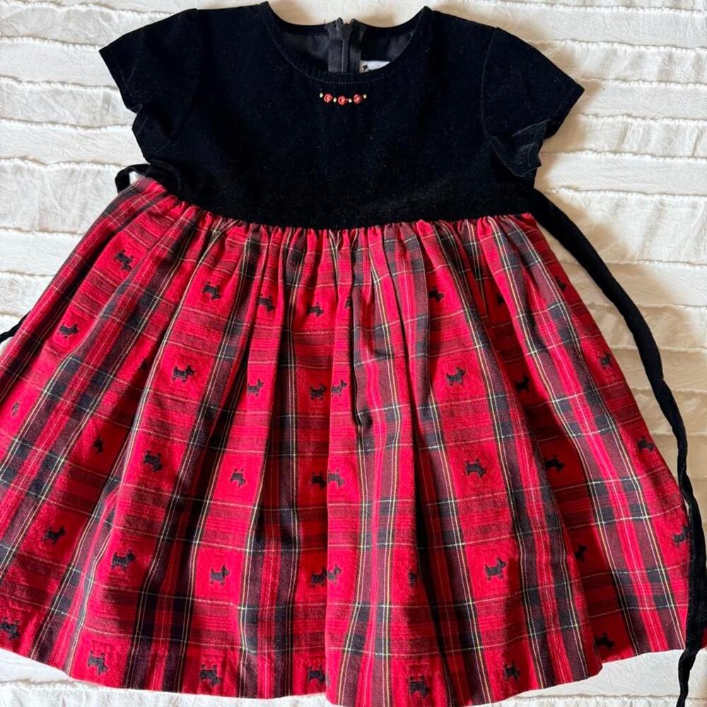 Vintage red plaid with black baby dress
